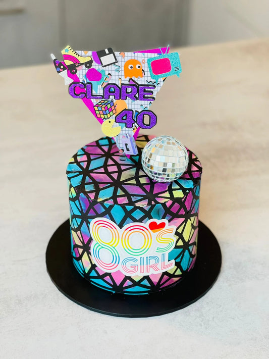 80s cake topper, 80s party, love the 80s, 80s baby, love the 80s, 80’s girl, retro, skating, Lisa frank, Rubik’s cube, 80s theme party