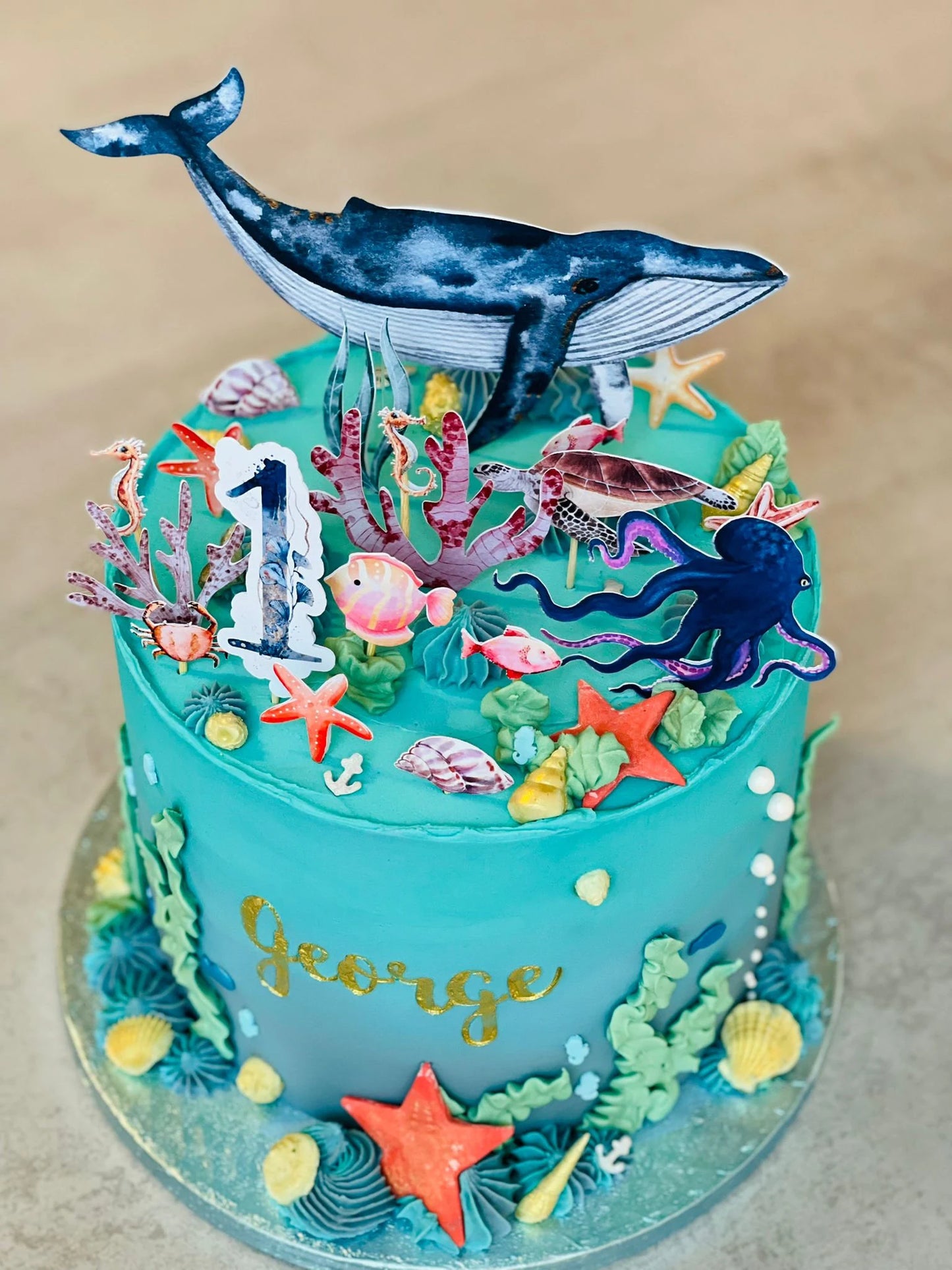 Ocean cake topper, sea cake topper, whale cake topper, narwhal, under the sea cake topper, sea creatures cake topper, nautical cake topper