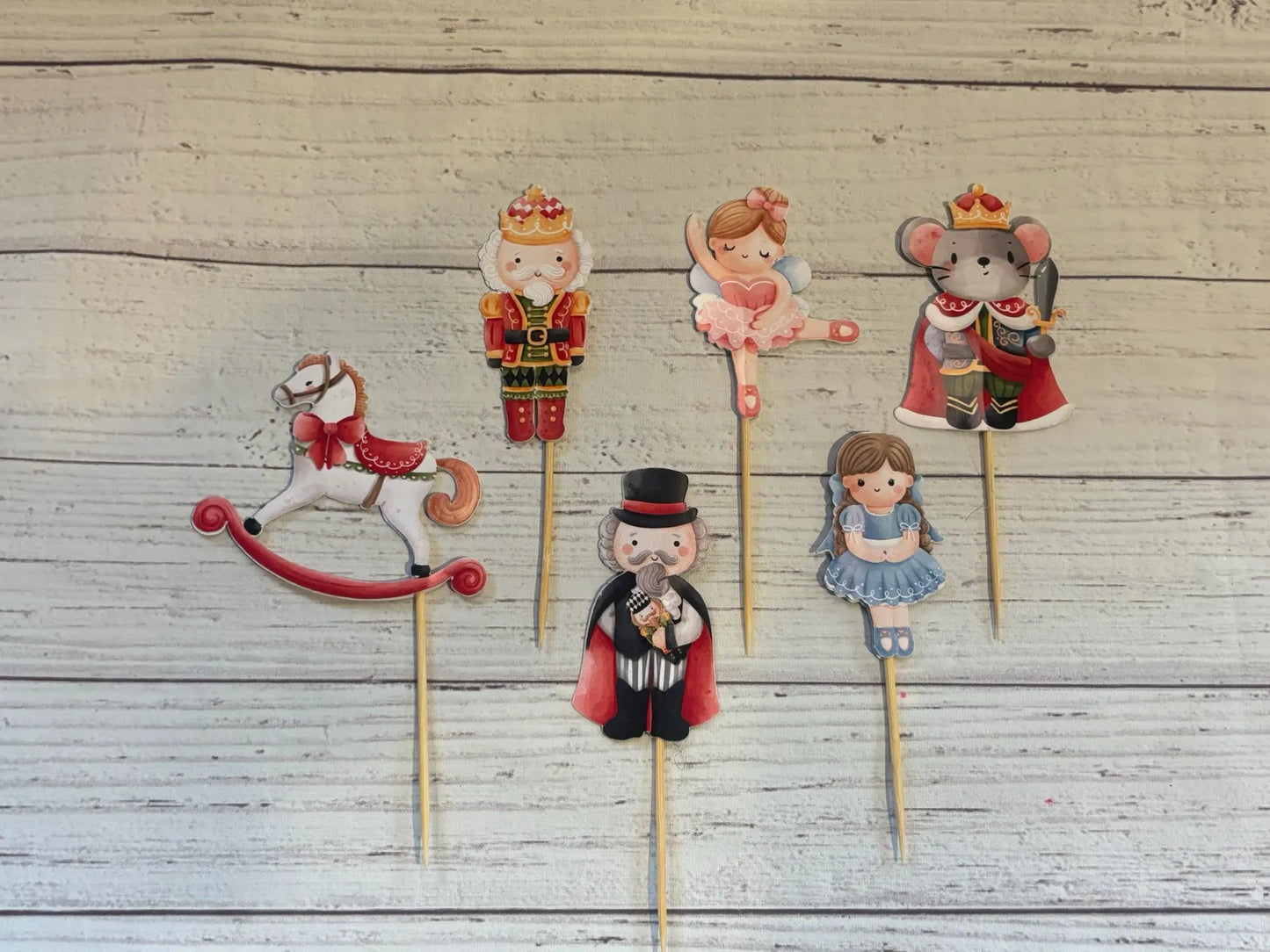 Nutcracker Christmas Cupcake, Ballet Cake Decorations, Nutcracker Cake Toppers Set – Prince, Clara, Sugar Plum Fairy & Mouse King