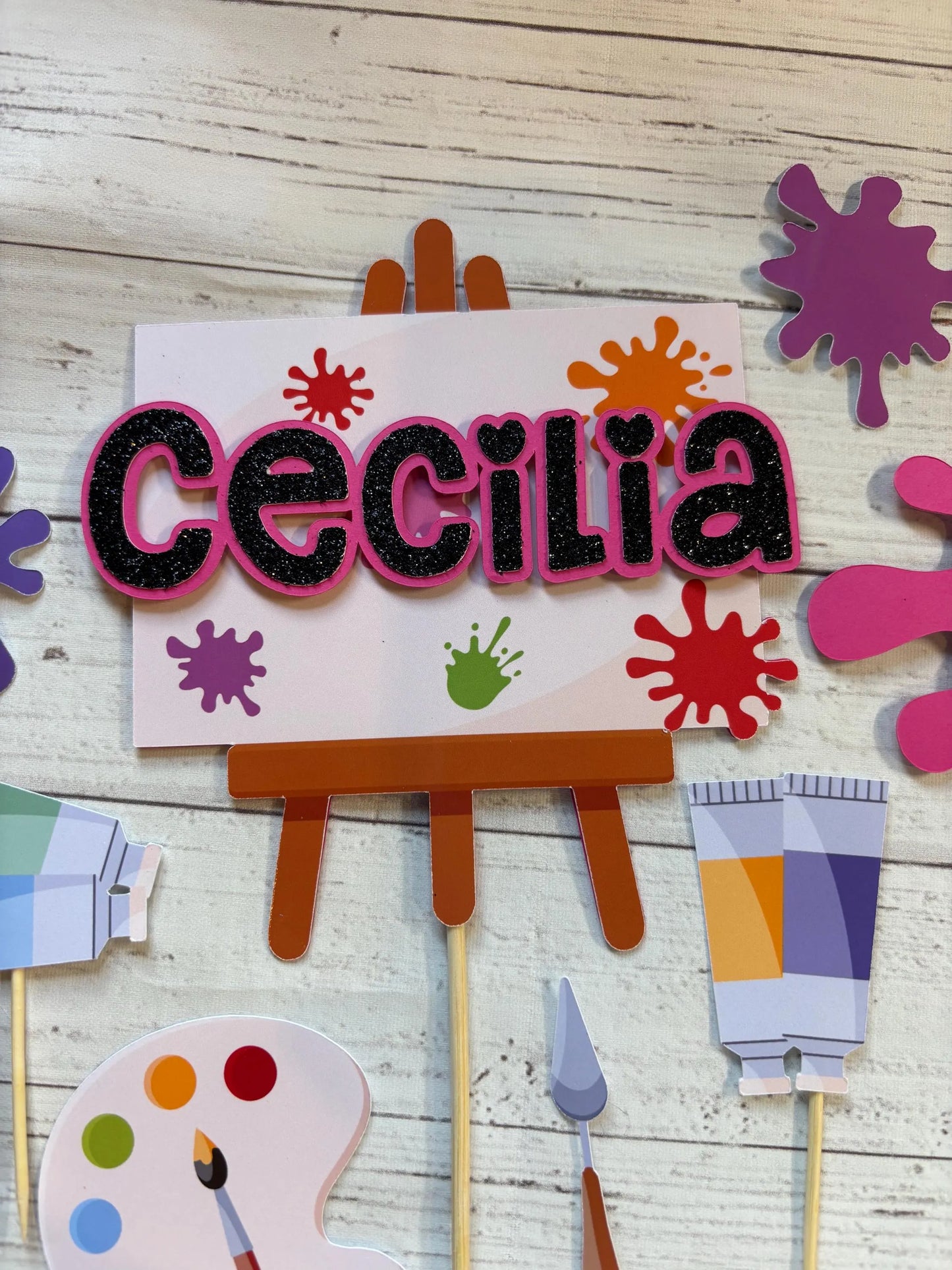 Art easel cake topper, paint party cake topper, arty party cake topper, artist cake topper, art cake topper, painting party, arty party