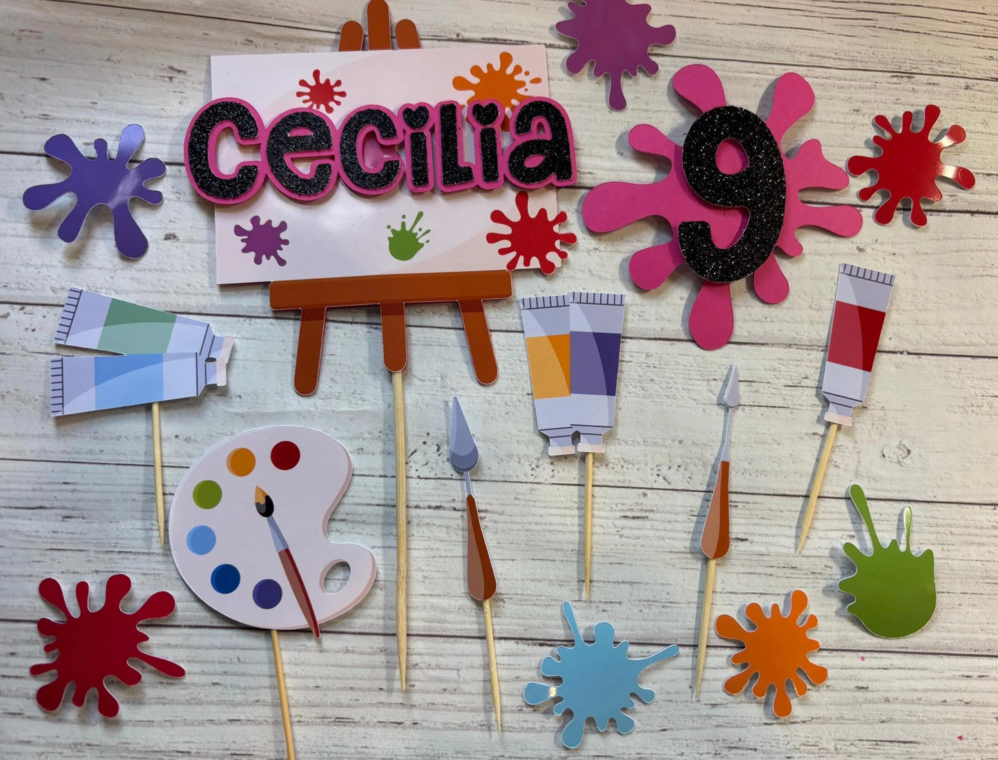Art easel cake topper, paint party cake topper, arty party cake topper, artist cake topper, art cake topper, painting party, arty party