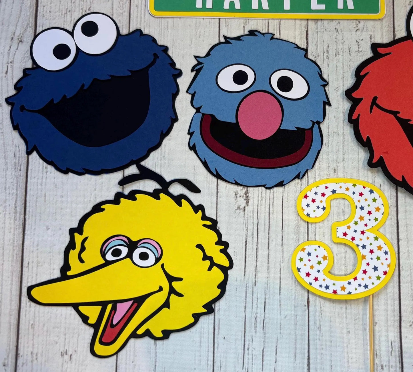 Sesame street cake topper, Street monster cake topper, red monster, monster, cookie, yellow bird, street monster, street cake topper