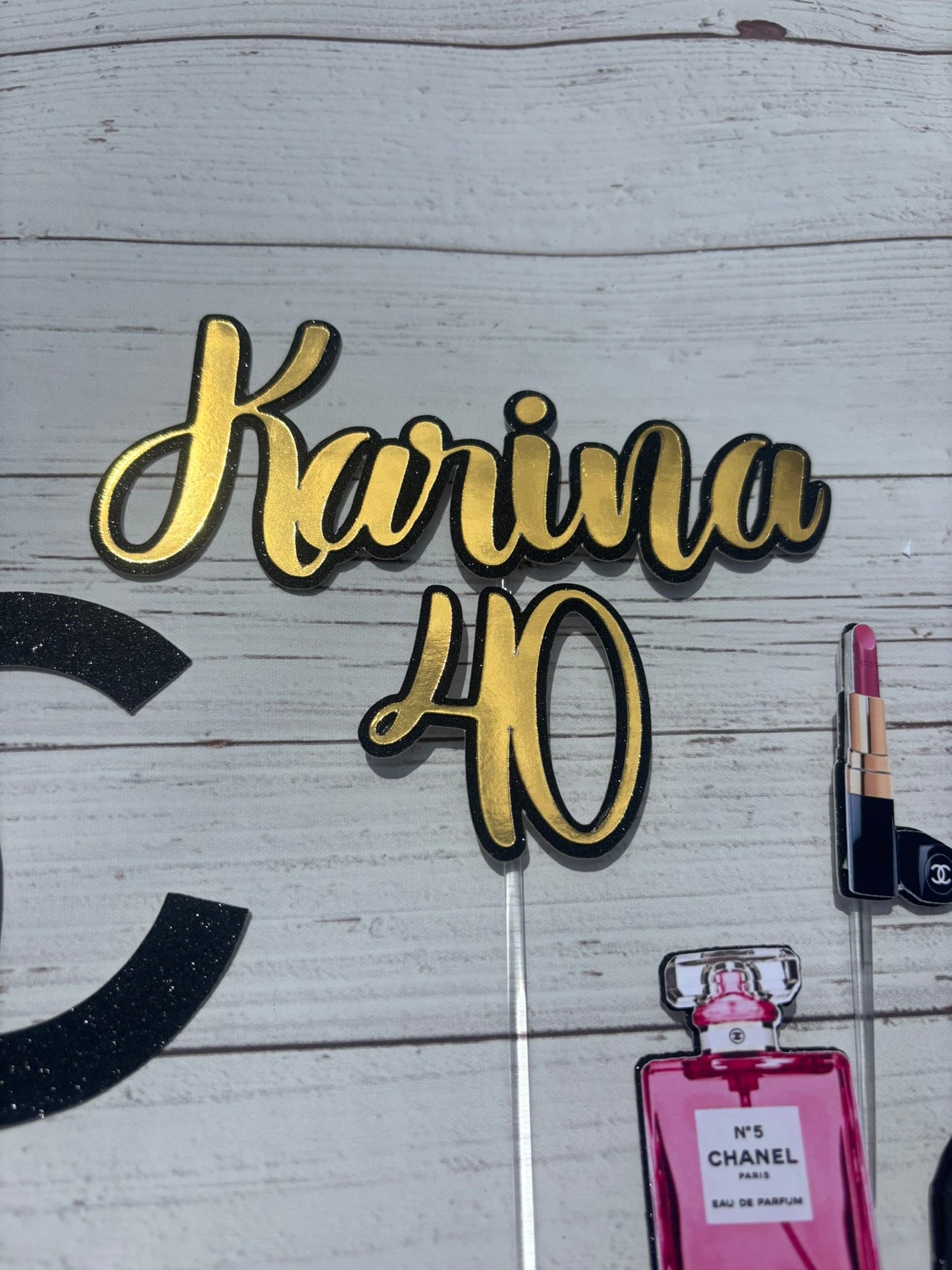 Designer Cake Topper, luxury cake topper, fancy Cake Topper, 40th Cake Topper, chic cake topper, stylish Cake Topper, luxury cake topper