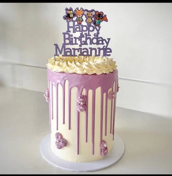 Custom Animal Crossing Cake Topper – Personalized Name & Glitter Colour Choices, Adorable Characters