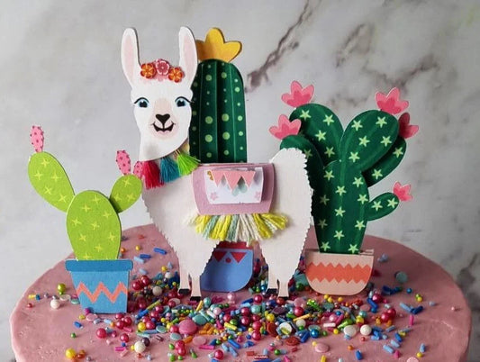 llama cake topper, llama party cake topper, 3D llama, 3D cake topper, cake topper, cute topper, girly cake topper, kids cake topper