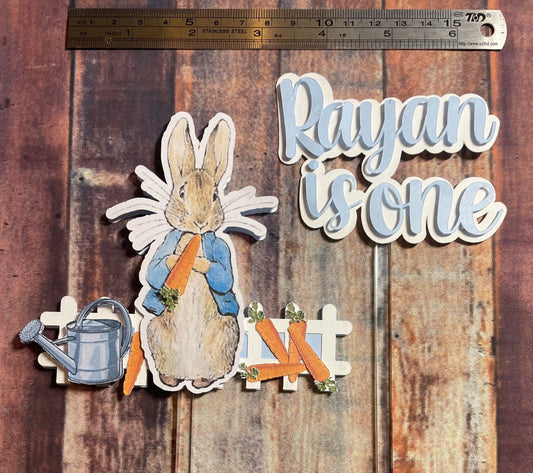 Personalised rabbit cake topper, Peter rabbit cake topper, Peter rabbit party, cute rabbit cake topper, Peter Rabbit cake, Beatrix Potter