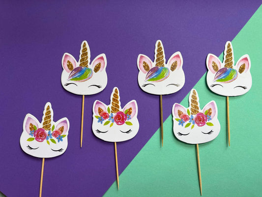 Unicorn cupcake toppers, unicorn decor, unicorn party, girly party, pegasus, cute cupcake topper