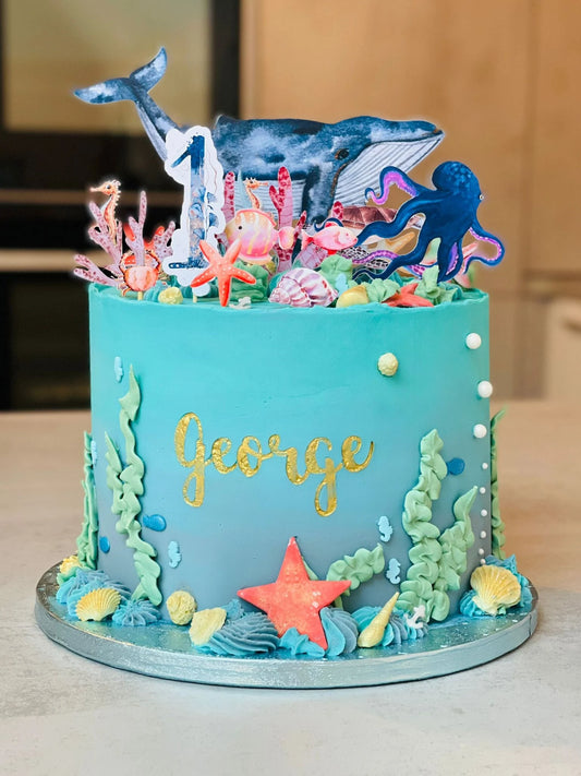 Ocean cake topper, sea cake topper, whale cake topper, narwhal, under the sea cake topper, sea creatures cake topper, nautical cake topper