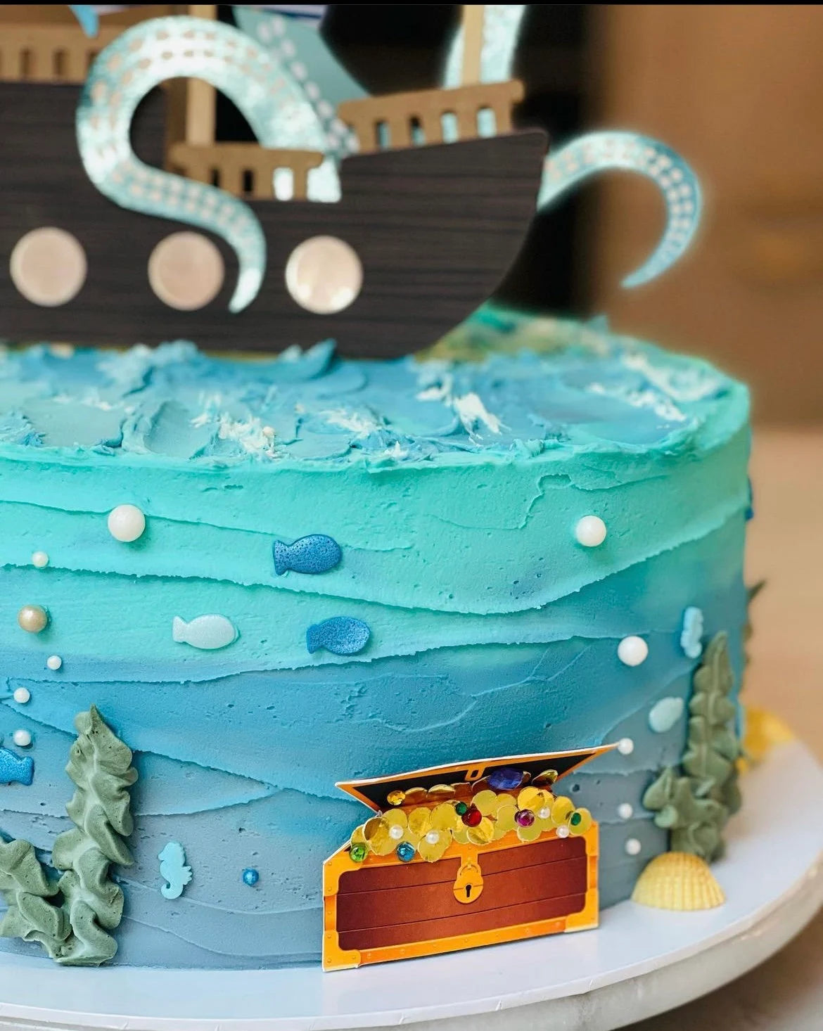 Pirate cake topper, Pirate ship cake topper, kraken cake topper, treasure island cake topper, pirate party, pirate cake