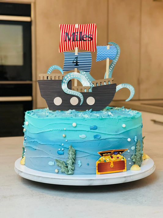Pirate cake topper, Pirate ship cake topper, kraken cake topper, treasure island cake topper, pirate party, pirate cake