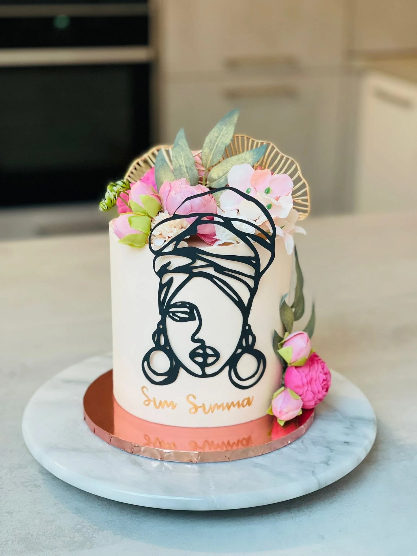 Line art face cake topper, face cake topper charm, line art woman charm, African cake topper charm, woman cake charm