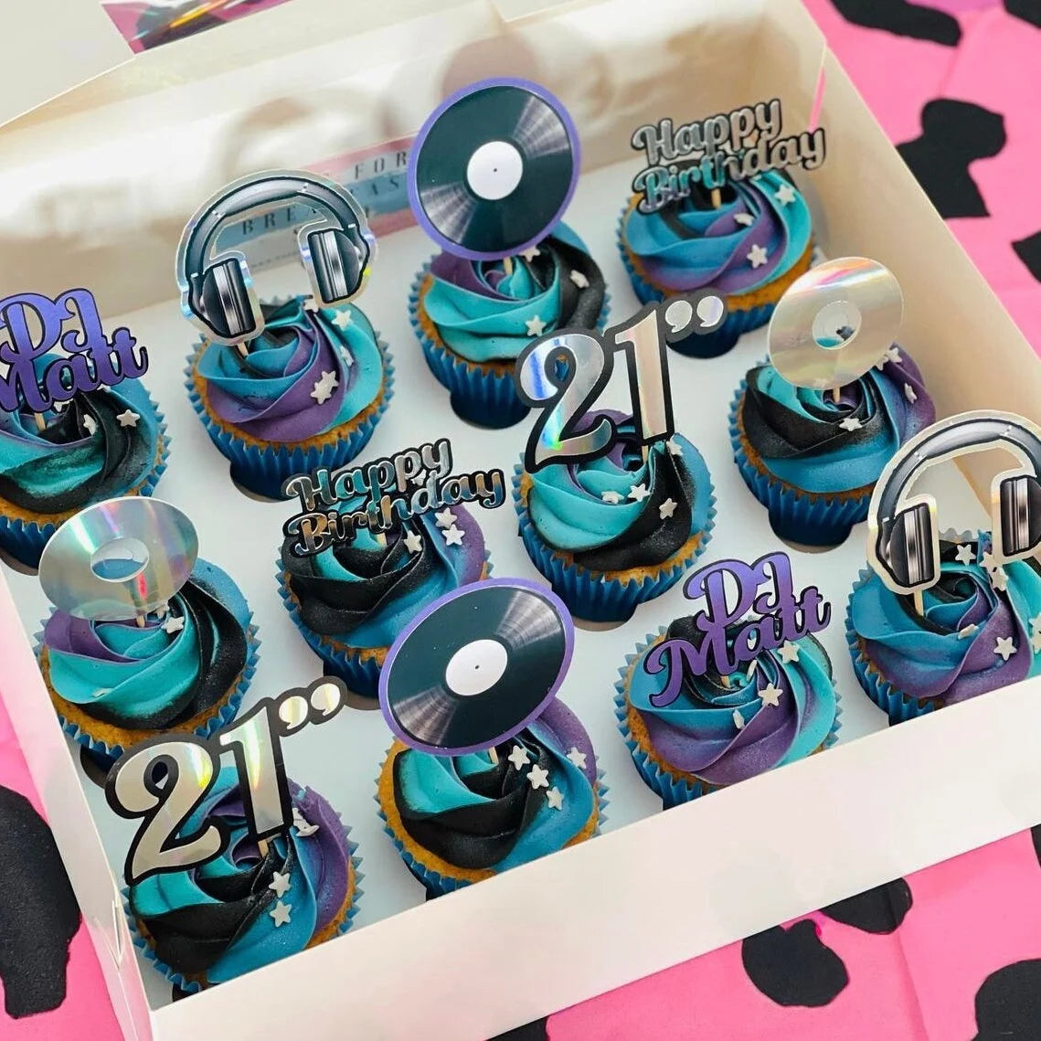 DJ cupcake toppers, DJ cake topper, music cake topper, music cupcakes, vinyl cake topper, disco cake topper
