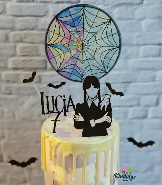 Wednesday, Spooky girl Weds Cake topper, halloween girl, merlina, addams, cake topper inspired , Wednesday, Cake, academy