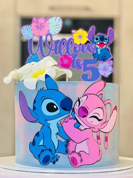 Lilo and Stitch cake topper, Stitch inspired cake topper, alien inspired cake topper, Ohana cake topper, Angel cake topper, Stitch cake