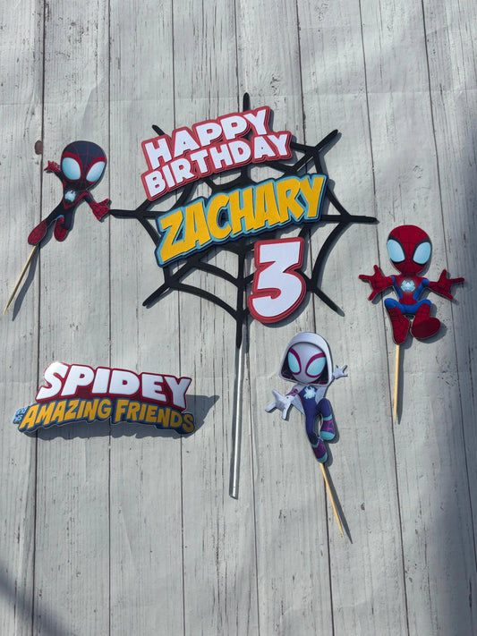 Spidey and Friends cake topper, Spider cake topper, Spider and friends cake topper, personalised Spider and Friends cake topper, Spider cake topper, Spider boy party