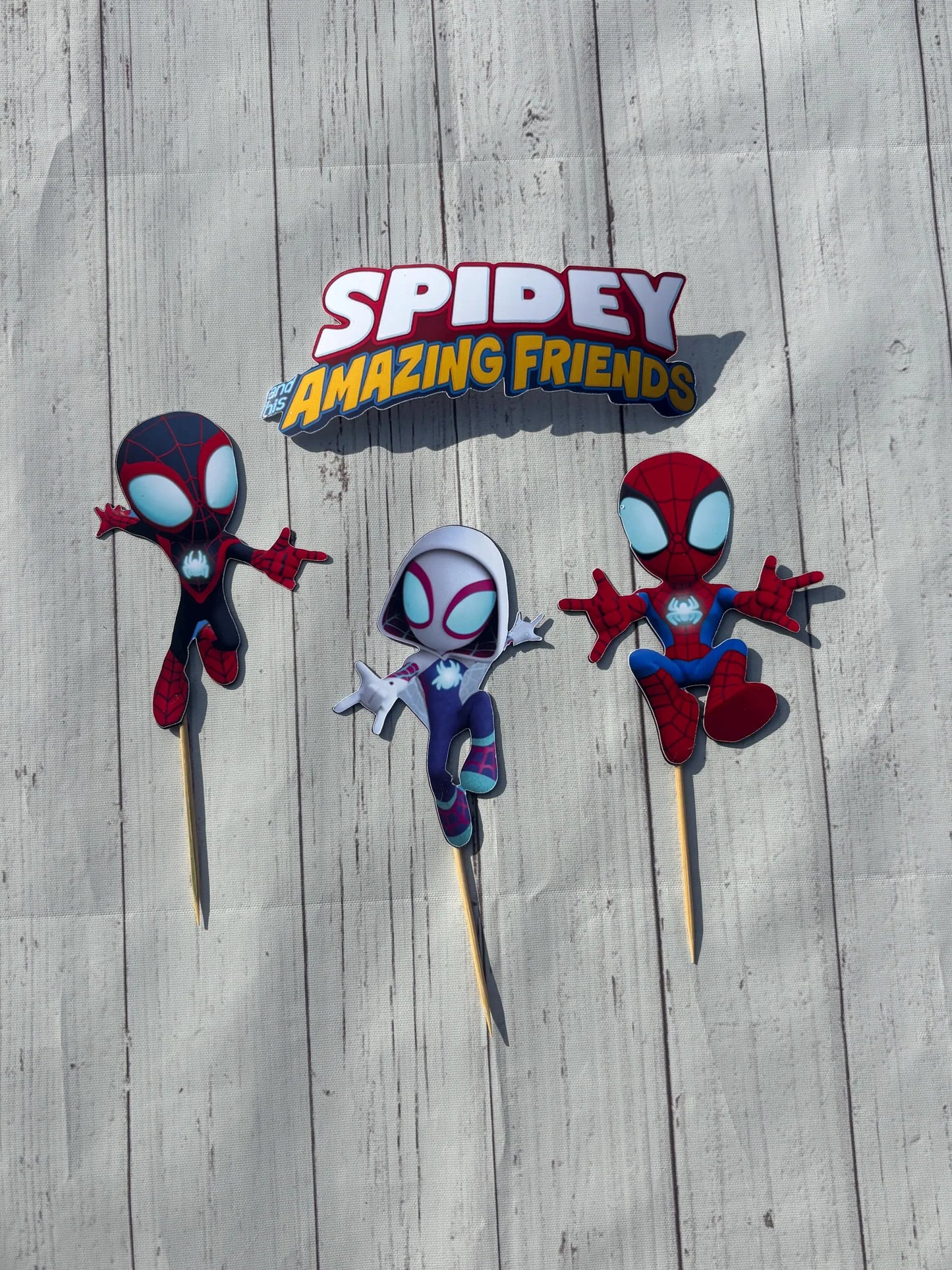 Spidey and Friends cake topper, Spider cake topper, Spider and friends cake topper, personalised Spider and Friends cake topper, Spider cake topper, Spider boy party