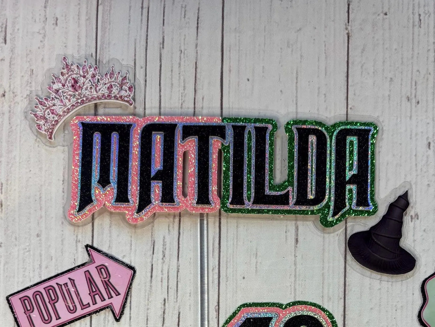 Wicked cake topper, Wicked theme glitter, Oz cake topper, Elphaba cake topper, Glinda cake topper, Wicked topper, wicked cake topper