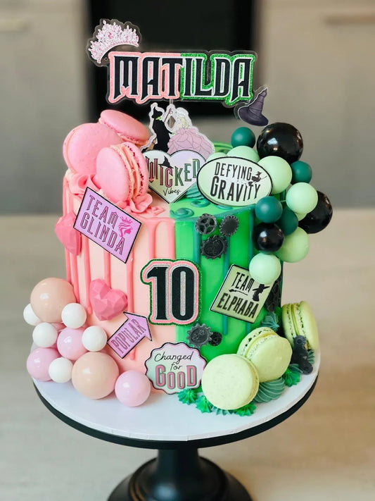 Wicked cake topper, Wicked theme glitter, Oz cake topper, Elphaba cake topper, Glinda cake topper, Wicked topper, wicked cake topper
