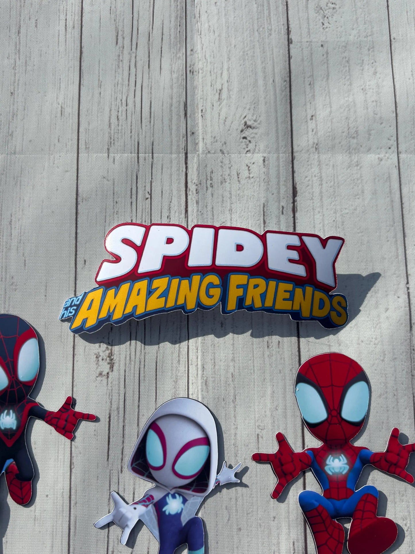 Spidey and Friends cake topper, Spider cake topper, Spider and friends cake topper, personalised Spider and Friends cake topper, Spider cake topper, Spider boy party