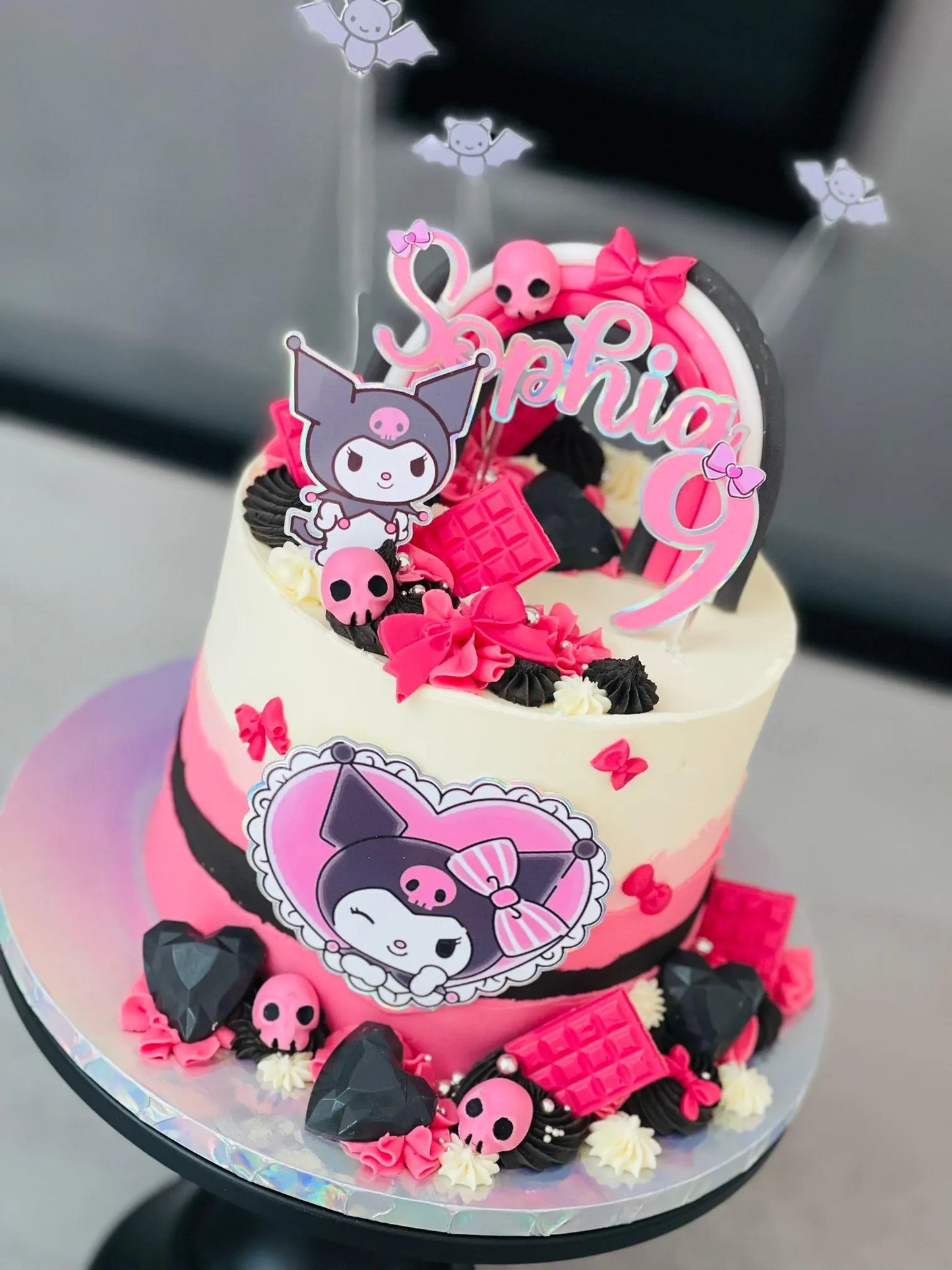 Kuromi cake topper, Hello Kitty cake topper, Kuromi, cute Kuromi, kawaii, Kuromi Birthday, Kuromi party, halloween cake topper, cute spooky