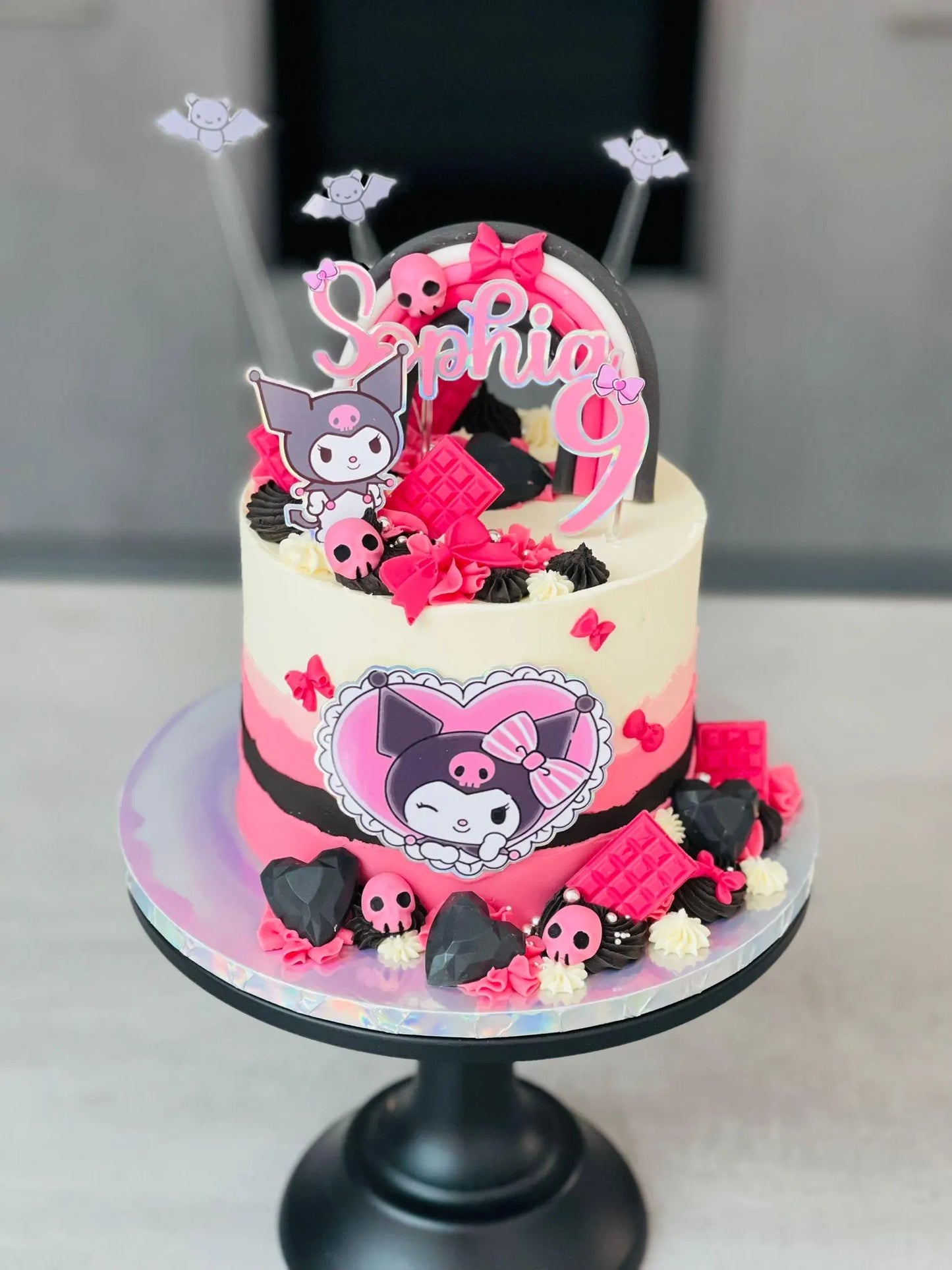 Kuromi cake topper, Hello Kitty cake topper, Kuromi, cute Kuromi, kawaii, Kuromi Birthday, Kuromi party, halloween cake topper, cute spooky