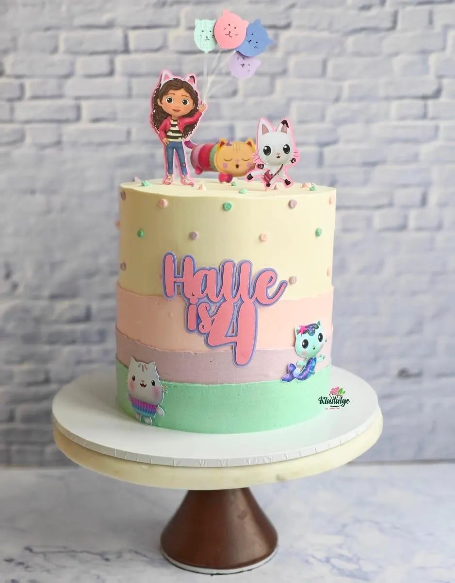 Gabby’s Dollhouse Cake Topper – Custom Birthday Name Topper with Kitty Fairy, Cakey & Pink Glitter