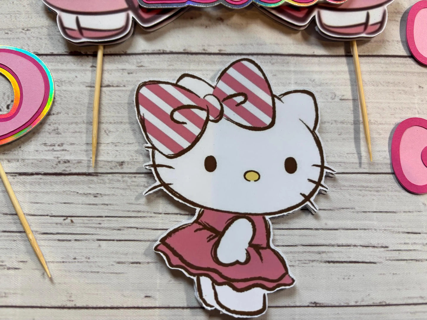 Hello Kitty cake topper, Hello kitty cupcake topper, Hello Kitty party, Hello kitty theme, Hello Kitty decor, Hello Kitty, Kawaii party