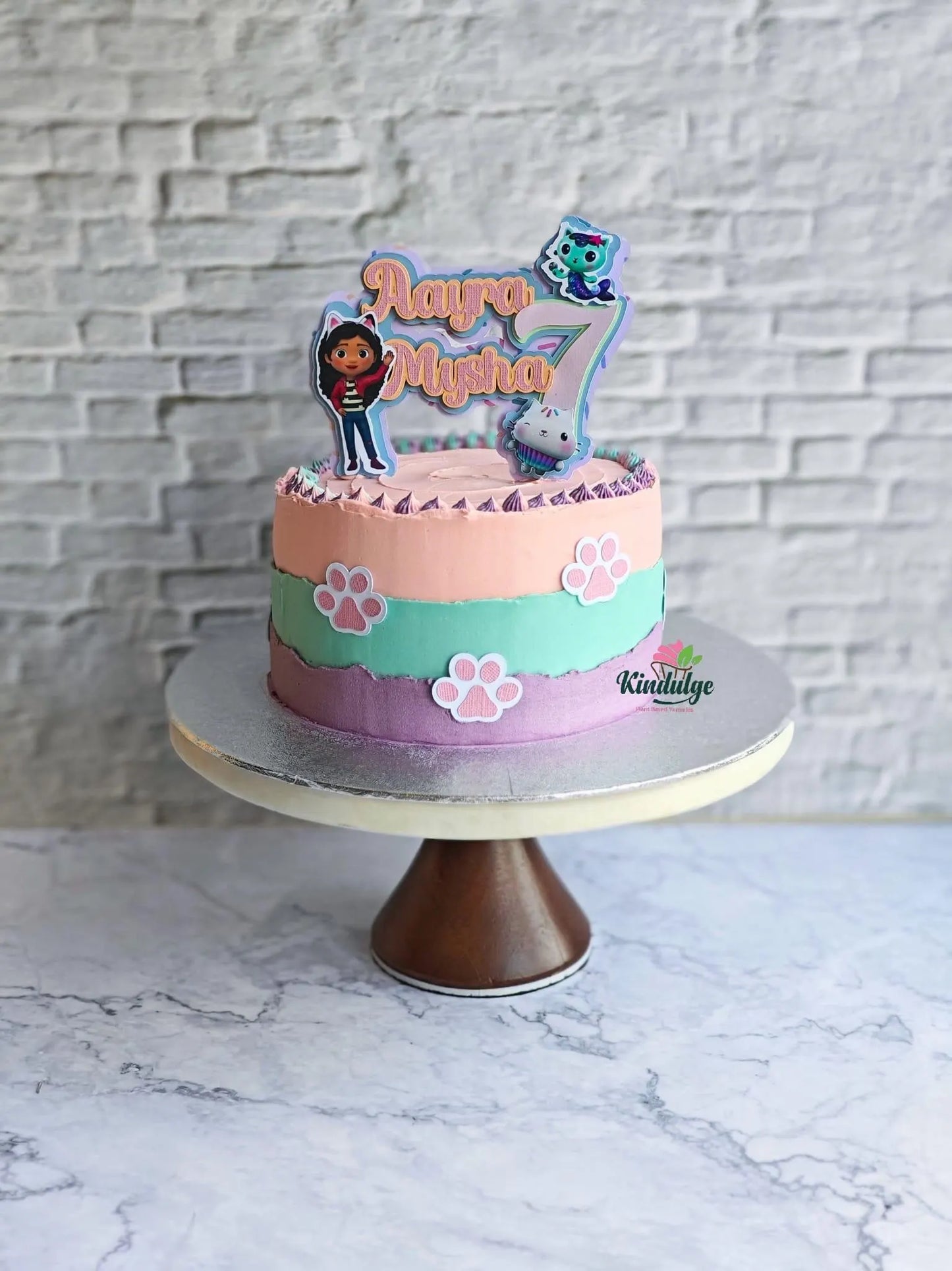 Gabby’s Dollhouse Cake Topper – Custom Birthday Name Topper with Kitty Fairy, Cakey & Pink Glitter